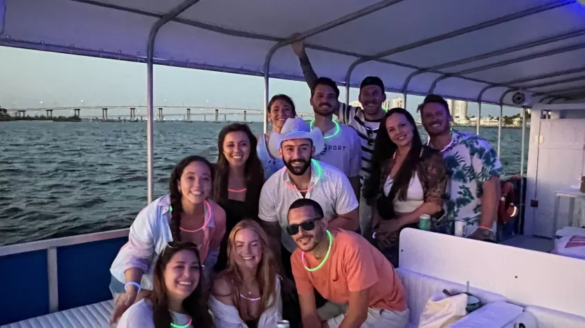 friends enjoying boat
