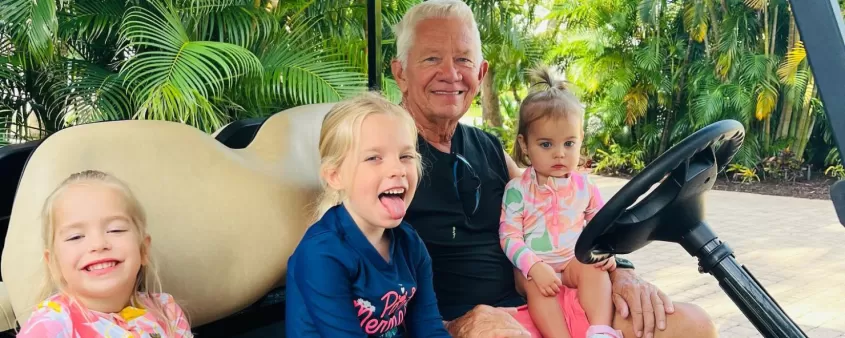 Riding in the golf cart