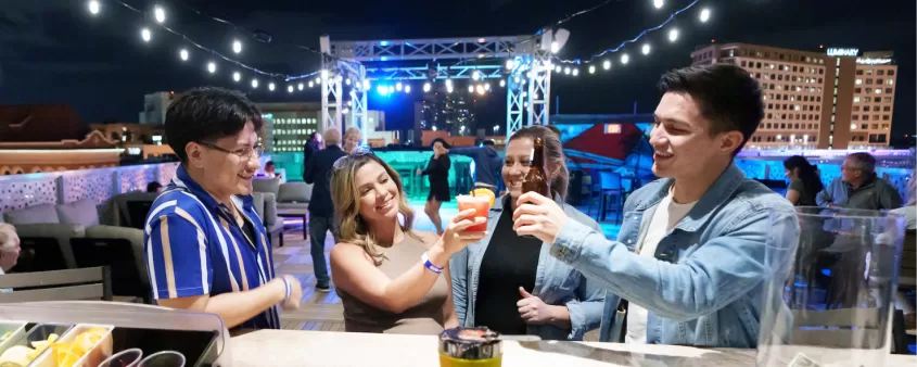 Enjoying a rooftop bar